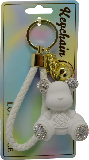 Fehér mackós kulcstartó