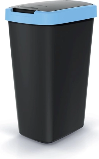 Compacta Q Flap szemetes 45 l fekete, világoskék fedéllel