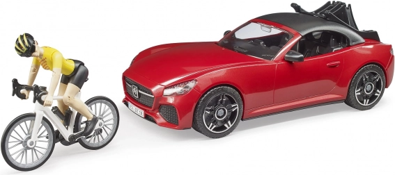 Bruder sportautó Dodge kerékpáros figurával és kerékpárral