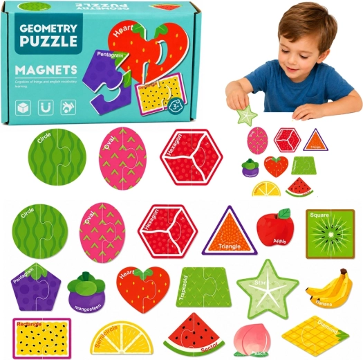 Mágneses gyümölcs puzzle – 30 darab hűtőre és mágneses táblára