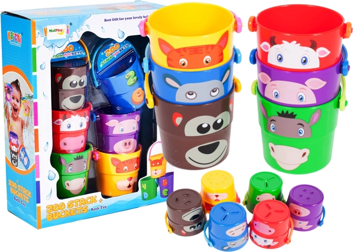 Fürdőpoharak és vödrök készlete, 6 db