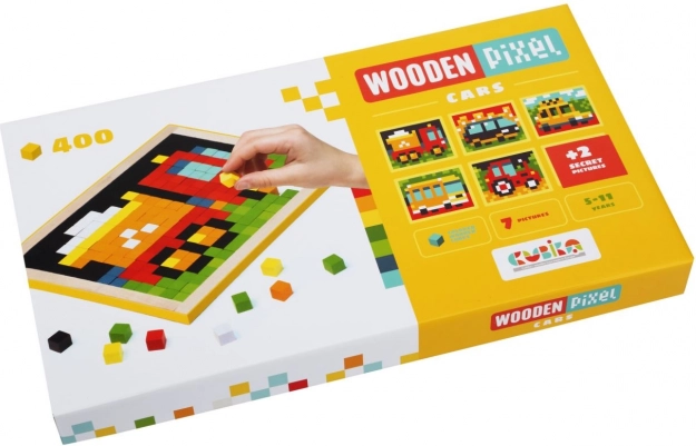 CUBIKA 14903 Pixel IV autó – fa mozaik 400 kockával és 7 sablonnal