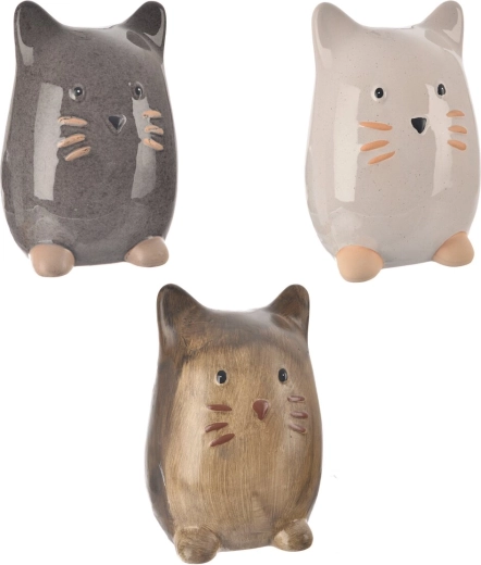 Porcelán macska dekoráció 21 cm (3 változat)