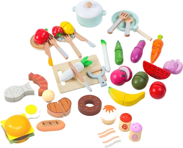 2Kids Toys fa élelmiszerkészlet gyerek konyhába (42 darab)
