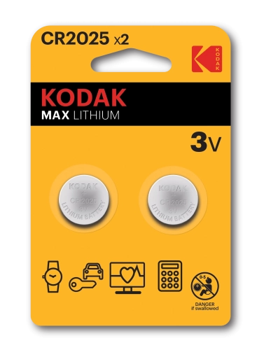 KODAK CR2025 lítium gombelemek 3 V, 2 db