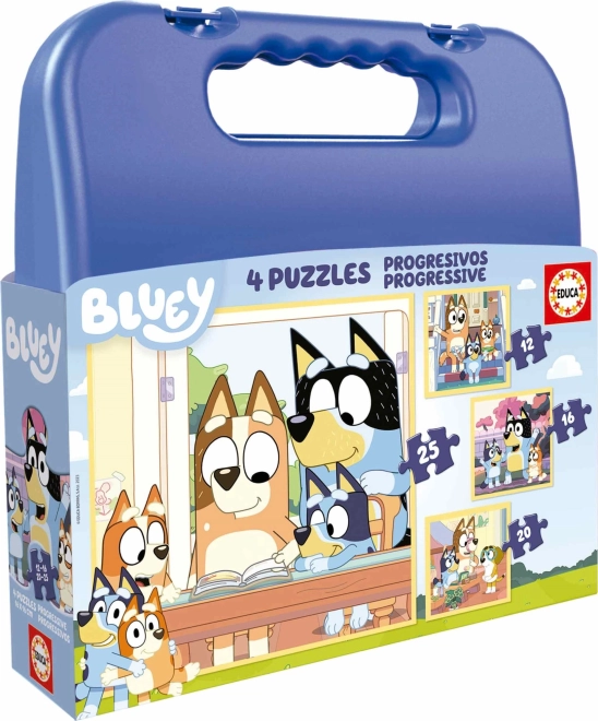 Puzzle kisbőröndben Bluey 4 az 1-ben