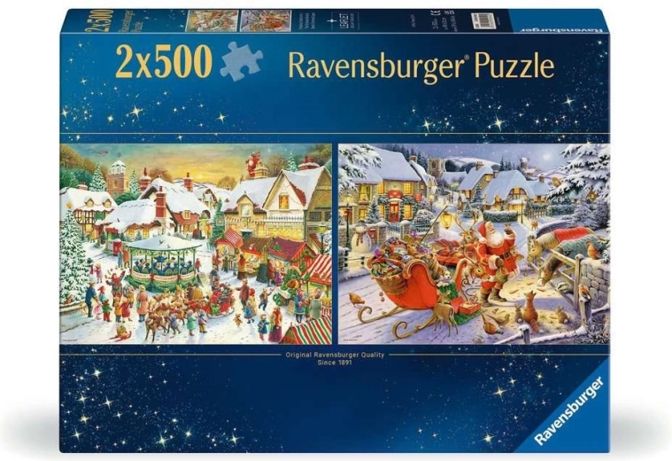 Ravensburger puzzle karácsonyi vásár és szentesti vacsora a Mikulással 2×500 darab