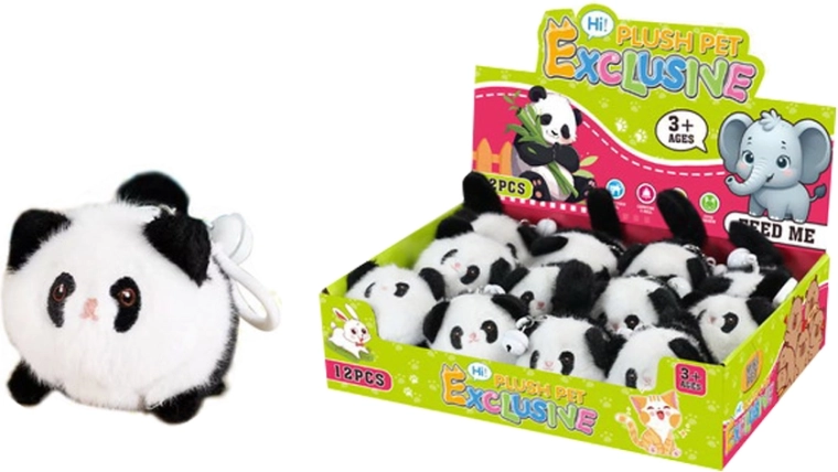 Felcsavarható, plüss panda kulcstartó csengővel - 1 darab