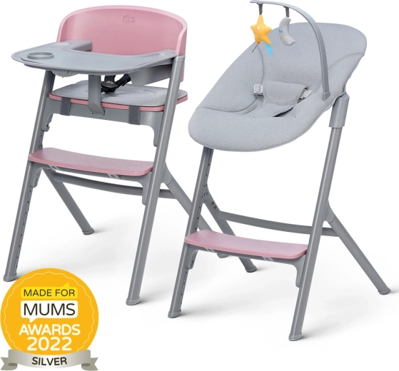 Kinderkraft Select LIVY Aster Pink etetőszék szett Calmee pihenőszékkel