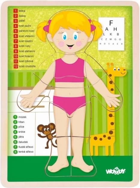 Woody fa kétoldalas puzzle emberi test - lány