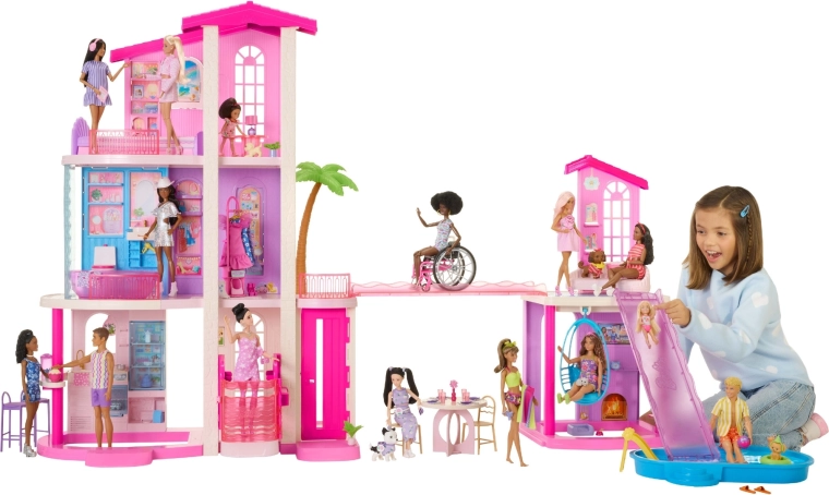 Mattel Barbie Dreamhouse álomház babákhoz 2 medencével, lifttel és több mint 65 kiegészítővel