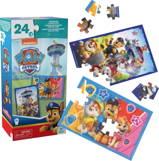 PAW PATROL 3D lentikuláris puzzle – 2 képes készlet, 24 darab