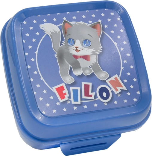 Uzsonnás doboz pattintós zárral 12,5 × 12,5 × 8 cm – műanyag, színmix