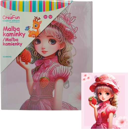 Gyémántfestés – epres baba 25 × 30 cm