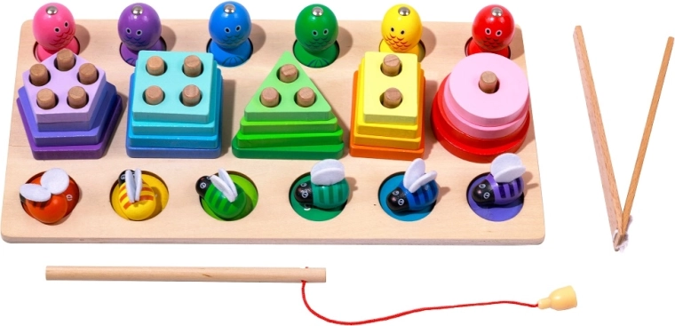 2Kids Toys multifunkciós fa formabedobó és mágneses horgászjáték