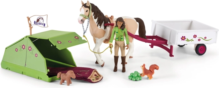 Schleich Horse Club Sarah a Pinto kancájával kempingezni