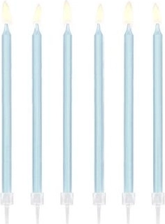 Sima világoskék születésnapi gyertyák 14 cm (12 db)