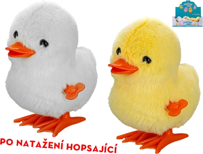 Plüss ugráló kiskacsa felhúzós kulccsal 9 cm