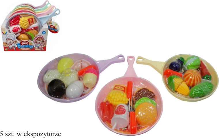 Játék serpenyő élelmiszerekkel kis szakácsoknak