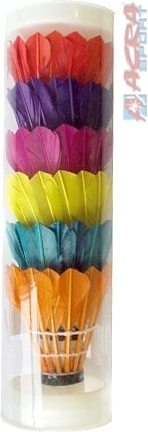KUBIsport tollas tollaslabda (badminton) labdák kétszínű kivitelben, 6 db tubusban