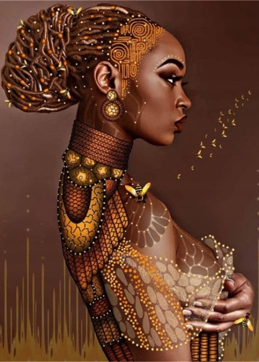 Gyémántfestés – kontyós nő 30 × 40 cm