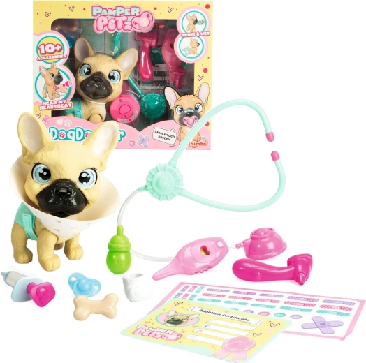 PAMPER PETZ figura – állatorvosi szett francia bulldoggal