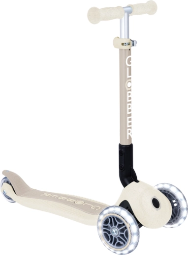 Globber junior összecsukható háromkerekű roller LED kerekekkel, ökologikus coconut