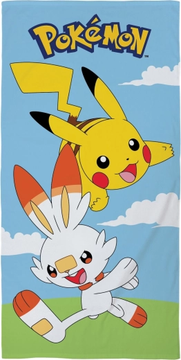 Pokémon Pikachu és Scorbunny strandtörölköző 70 × 140 cm