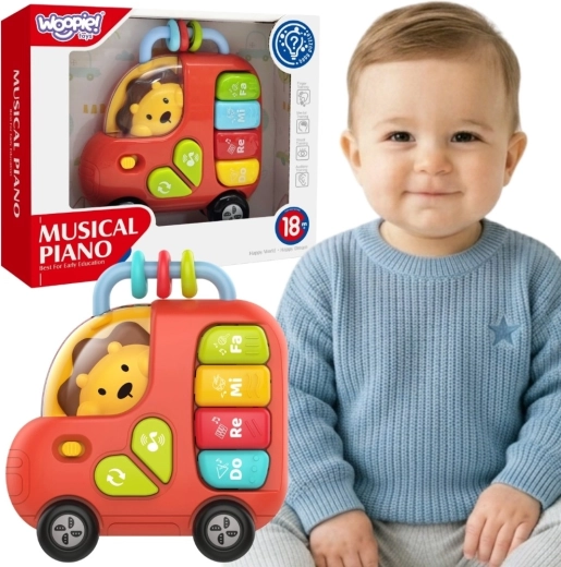 Woopie baby interaktív zongora-busz oroszlánnal, hangokkal és fényekkel