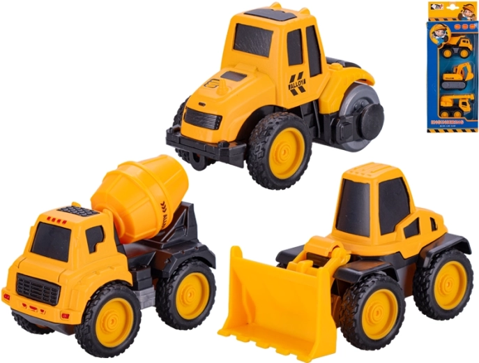 Darukos és betonkeverős építőautó-szett, 3 db, 7–8,5 cm, felhúzós meghajtás