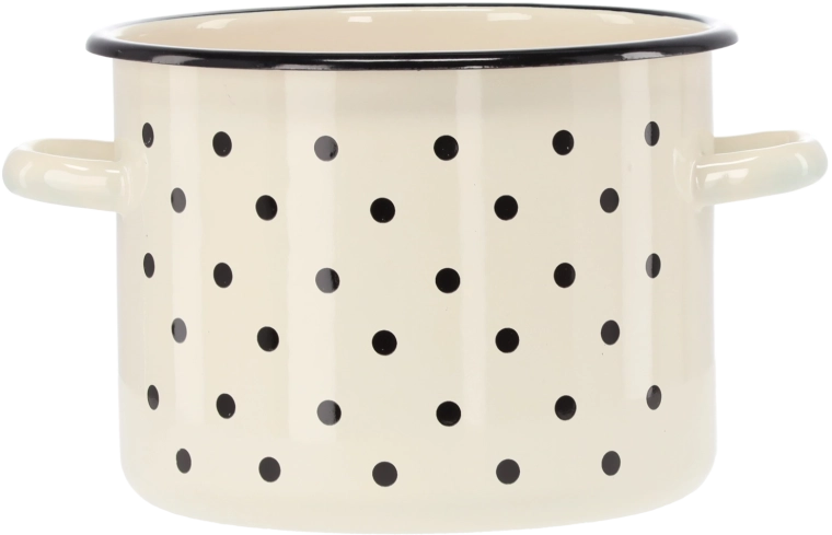 Zománcozott fazék 4,5 l, 20 cm, fehér pöttyös