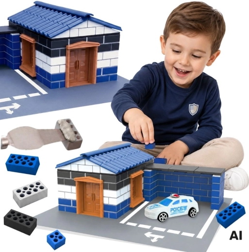 Woopie rendőrőrs építőkészlet mini téglákból 186 darab
