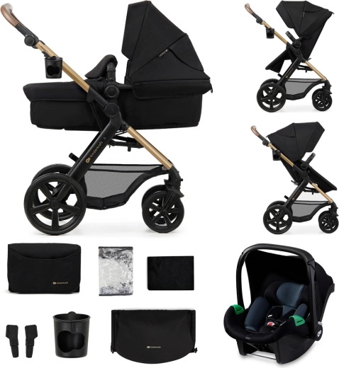 Kinderkraft MOOV 2 kombinált babakocsi 3 az 1-ben Pure Black, habkerekekkel