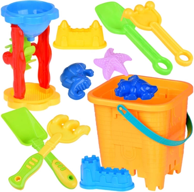 Homokozó szett vödörrel, formákkal és eszközökkel