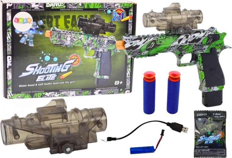 Elektromos vízgolyós pisztoly Arrows 2 az 1-ben Zöld