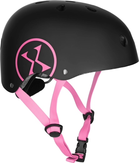 NILS Extreme kerékpár- és görkorcsolyasisak fekete/rózsaszín – XS (48–52 cm)