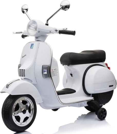 Gyermek elektromos Vespa PX150 robogó, fehér