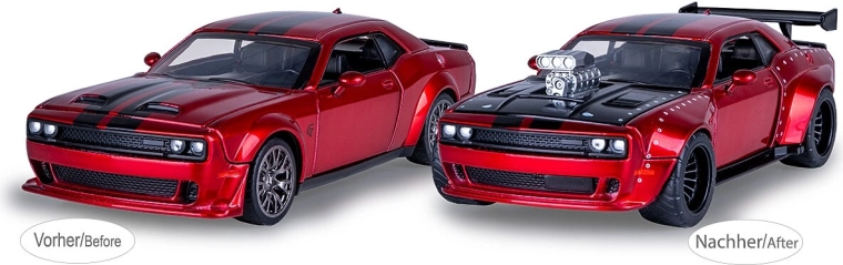 Dodge Challenger SRT Jailbreak fém modell 1:36, piros, 2 az 1-ben