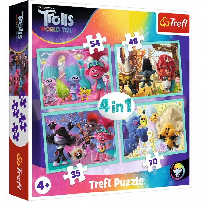Trefl puzzle - Trollok a világ körül 2: Világturné 4 az 1-ben (35, 48, 54, 70 darab)