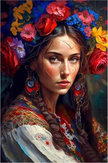 Gyémántfestés – szláv nő 30 × 40 cm