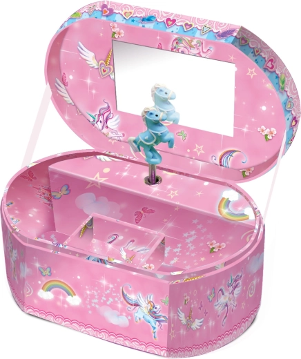 Zenélő ékszerdoboz unikornissal – ovális