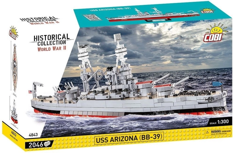 COBI USS Arizona BB-39 építőkészlet – csatahajó 1:300 (2046 elem)