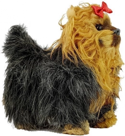 Interaktív plüss yorki kutyus – mozog és ugat, barna‑fekete