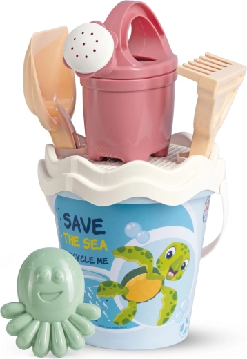 Androni újrahasznosított pasztell homokozó szett Óceán locsolókannával – közepes, 6 részes