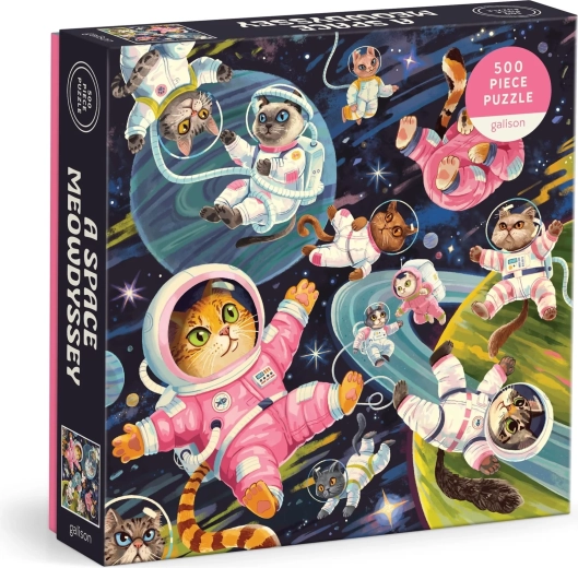 Négyzet alakú puzzle Űrbéli macskaodüsszeia, 500 darab, GALISON