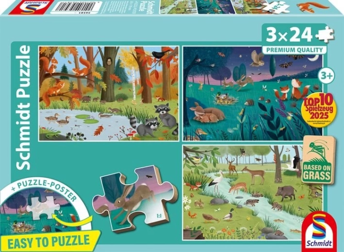 Schmidt puzzle Erdei és mezei állatok 3×24 darab