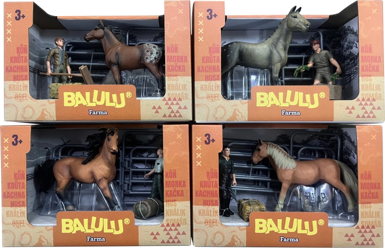 BALULU játékkészlet lóval, gondozóval és felszereléssel – 1 db