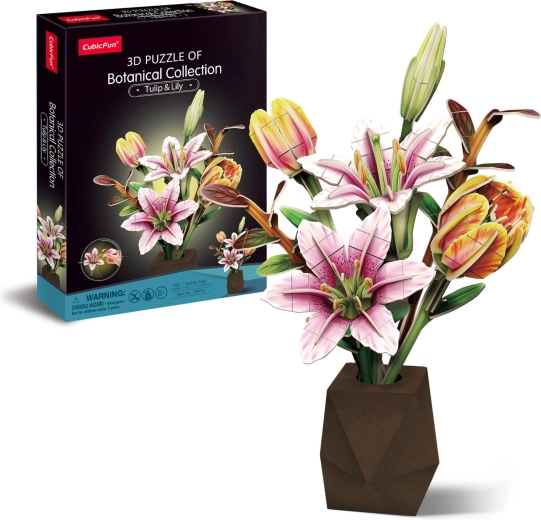 CubicFun 3D puzzle botanikai kollekció – tulipánok és liliomok, 103 darab