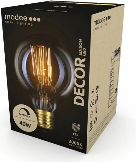 Modee Smart dekoratív Edison G80 E27 40 W extra meleg fehér izzó