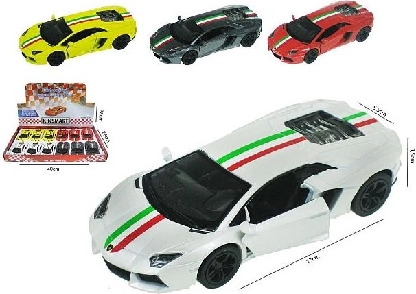 Lamborghini Aventador autómodell pull-back meghajtással 13 cm - 1 db